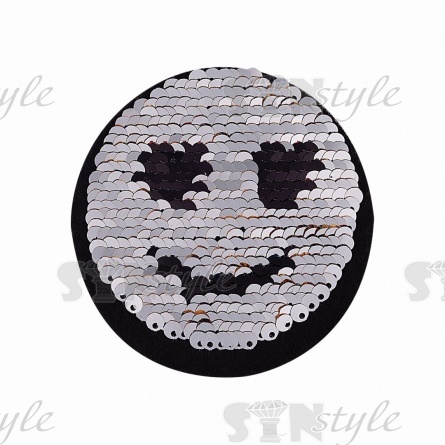 Термоаппликация-перевертыш из двухсторонних пайеток "Смайлик", размер 80 мм фото 2