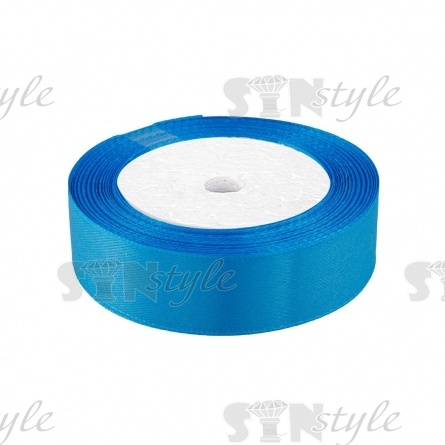 Лента атласная, ширина 25 мм, намотка 25 ярдов, цвет синий (№198) фото 1
