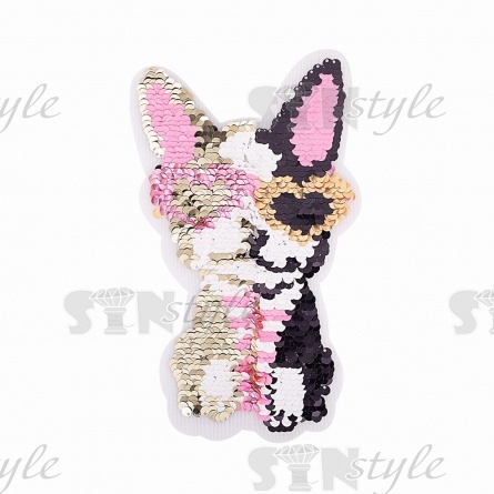 Аппликация на сетке из пайеток "Собачка", размер 115х200 мм, разноцветная фото 3