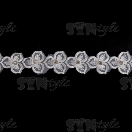 Цветочки из капроновой ленты, ширина 33 мм, намотка 20 ярдов, цвет белый, № 7 фото 3