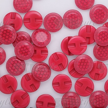 Пуговица пластиковая на полуножке, размер 24L, малиновая с блестками фото 3