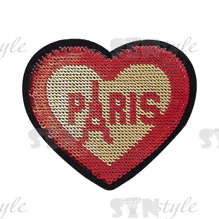 Термоаппликация "Сердце" с пайетками, размер 70х60 мм, цвет золотой фото 1