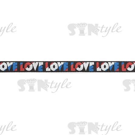 Лента репсовая, с принтом "LOVE", ширина 10 мм, цвет черный, намотка 100 ярдов фото 3