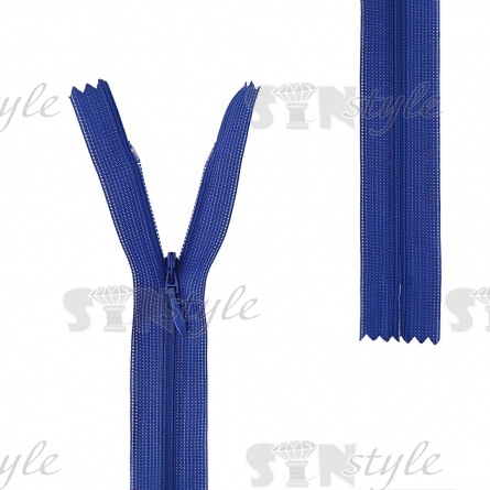 Молния спираль, тип 3, потайная, неразъемная, основа капрон, длина 50 см, цвет 340 (электрик), бегунок цвета основы фото 1