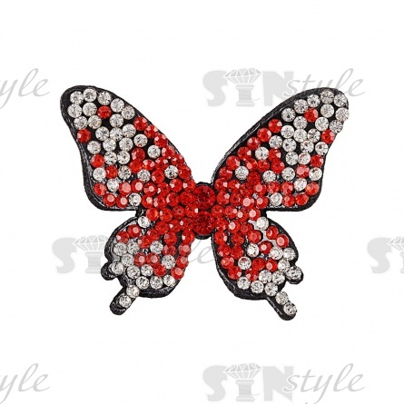 Аппликации с элементами из страз, цвет красный, размер 42х35 мм фото 1