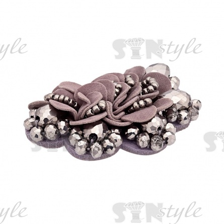 Аппликация с элементами из бисера на фетровой основе, цвет серый, размер 55х70 мм фото 2