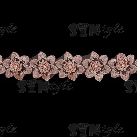 Цветочки из капроновой ленты, ширина 60 мм, намотка 20 ярдов, цвет капучино (№ 17) фото 2