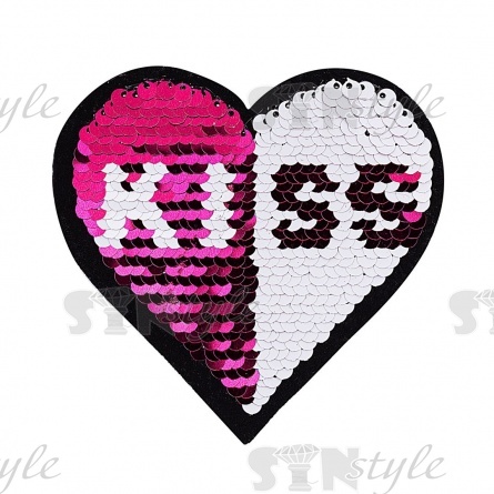 Термоаппликация "Сердце" с пайетками, размер 90х85 мм фото 1