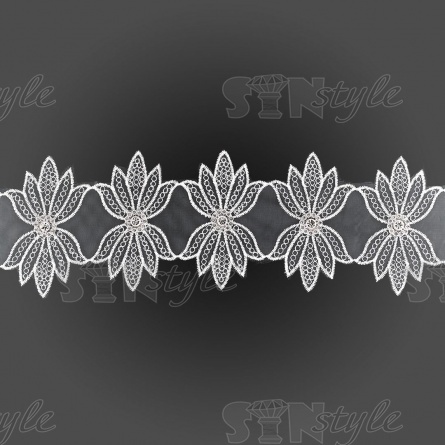 Цветочки из капроновой ленты, ширина 80 мм, намотка 15 ярдов, цвет белый фото 3