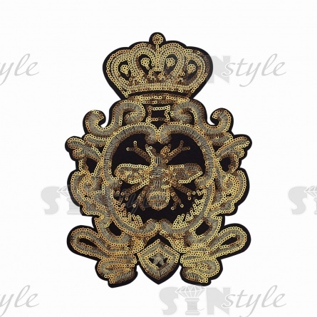 Термоаппликация "Шеврон", золотая с пайетками, размер 170х235 мм фото 1