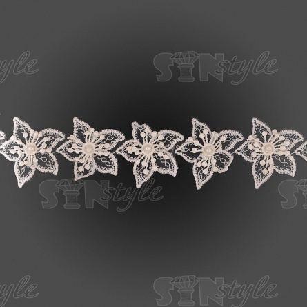 Цветочки из капроновой ленты, ширина 70 мм, цвет белый, намотка 15 ярдов фото 3