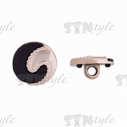 Пуговица пластиковая на ножке, круглая, золотая основа с черной вставкой, 28L фото 1