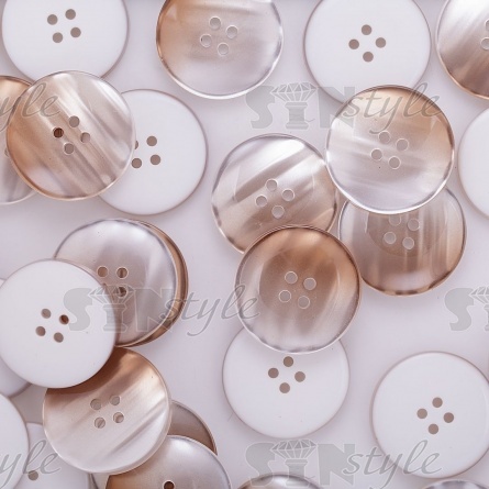 Пуговица пластиковая на четыре прокола, размер 48L, перламутровая, цвет бежевый гридиент фото 4