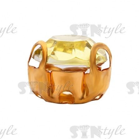 Стразы пришивные акриловые в цапах, форма круг, цвет золото+желто-зеленый, диаметр 7 мм, 720 шт/уп. фото 2