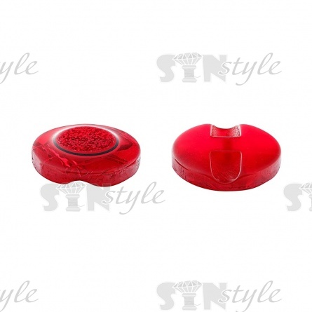 Пуговица пластиковая на полуножке, размер 24L, цвет красный с блестками фото 2