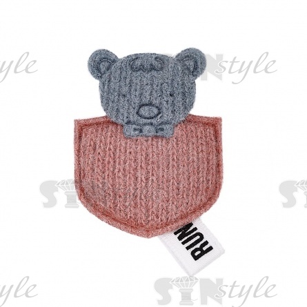 Аппликация 3D "Мишка", цвет грязно-розовый+серый, размер 35х45 мм фото 1