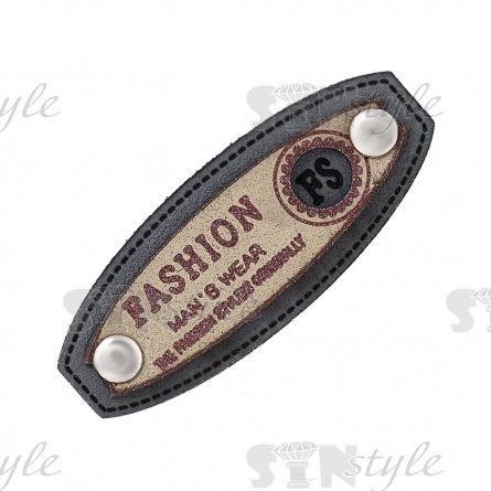 Аппликация пришивная ПВХ, двухслойная с заклепками и принтом, размер 45x17, цвет серый фото 1