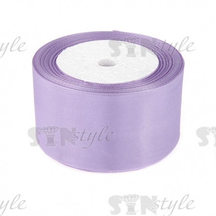 Декоративная лента атласная, ширина 50 мм, длина 25 ярдов, цвет светло-сиреневый (№021) фото 1