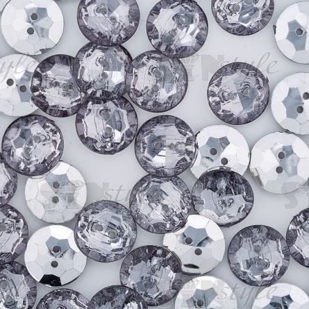 Пуговица пластиковая на два прокола "Кристалл", прозрачная черная, 28L фото 3