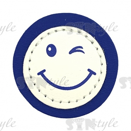 Аппликация пришивная ПВХ, диаметр 38 мм, цвет синий фото 1