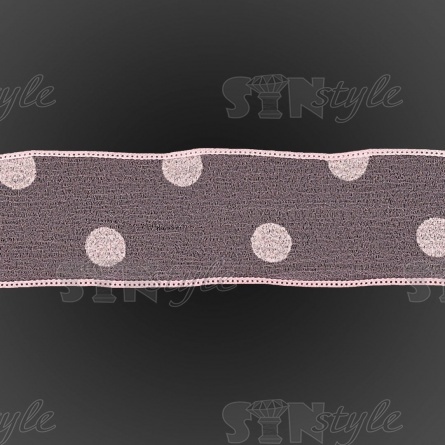 Декоративная капроновая лента "в горошек", ширина 40 мм, цвет розовый, намотка 25 ярдов фото 3