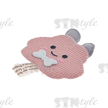 Аппликация 3D "Мишка", цвет грязно-розовый+серый, размер 50х60 мм фото 2
