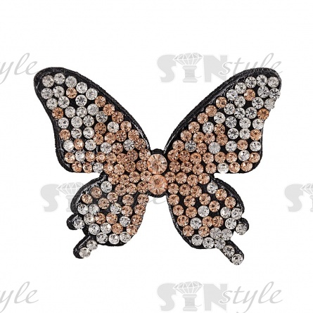 Аппликации с элементами из страз, цвет шампань, размер 42х35 мм фото 1