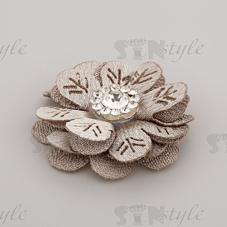 Цветочки декоративные со стразами, цвет серый, диаметр 28 мм,  фото 2