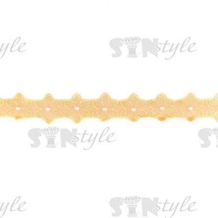 Цветочки из капроновой ленты, размер 30 мм, намотка 20 ярдов, цвет желтый фото 2