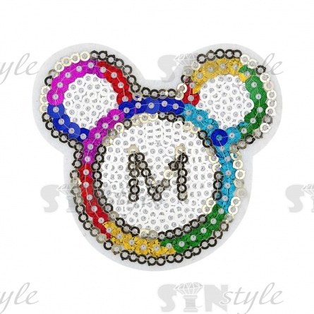 Термоаппликация "Мишка" с пайетками, размер 68х60 мм фото 1