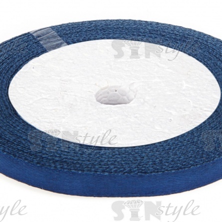 Декоративная лента атласная, ширина 6 мм, намотка 25 ярдов, цвет темно-синий (№038) фото 2