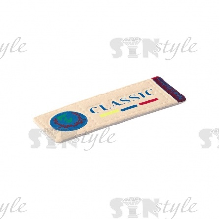 Аппликация пришивная ПВХ, с принтом, размер 40x14 мм, цвет бежевый фото 2