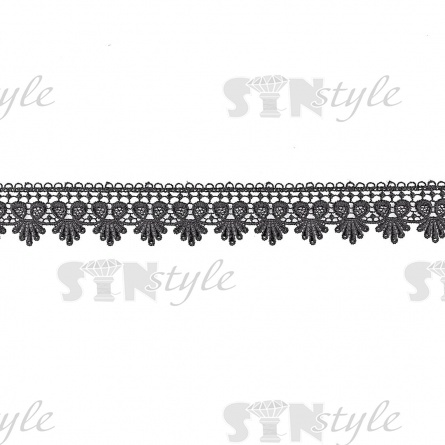 Кружево ажурное, красивая нежная гирлянда с причудливым узором и резным краем, ширина 45 мм, цвет черный, намотка 15 ярдов фото 1