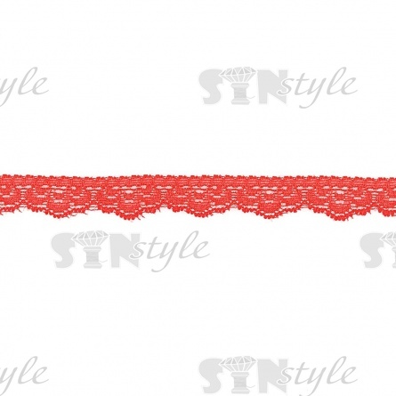 Кружево эластичное, ширина 20 мм, цвет красный, намотка 15 ярдов фото 1