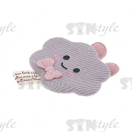 Аппликация 3D "Мишка", цвет серый+грязно-розовый, размер 50х60 мм фото 2