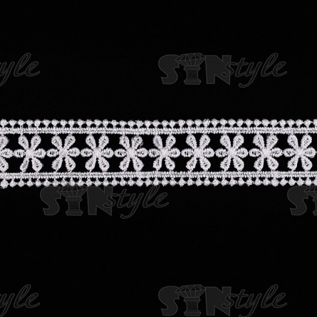 Кружево ажурное матовая нить, ширина 25 мм, цвет белый, намотка 15 ярдов  фото 2