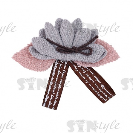 Аппликация 3D "Цветочек", цвет серый+грязно-розовый, размер 65х65 мм фото 1