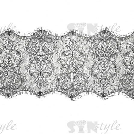 Кружево "Французское", ширина 180 мм, цвет черный, длина 3 метра фото 1