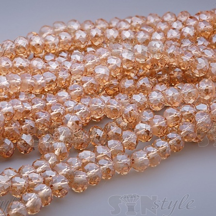Бусины граненые Рондель (стекло), цвет шампань (89), 6 мм, 85шт/леска, 50 шт/уп (F8) фото 1
