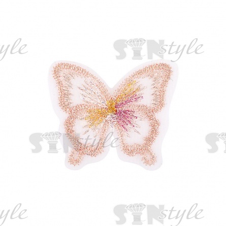 Аппликации бабочки из капрона, размер 37х30 мм цвет персиковый фото 1