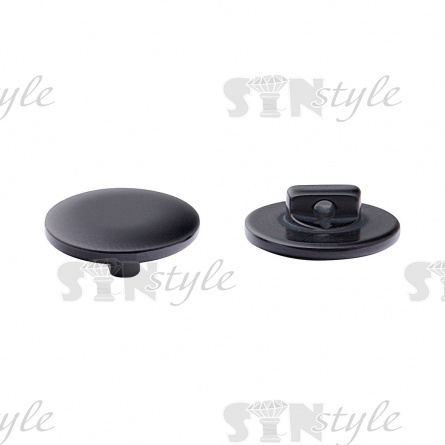 Пуговица пластиковая на ножке, черная, 24L фото 2