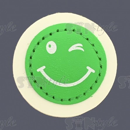 Аппликация пришивная ПВХ, диаметр 38 мм, цвет зеленый фото 1