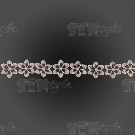 Цветочки из капроновой ленты, размер 30 мм, намотка 20 ярдов, цвет шампань (№21)  фото 2