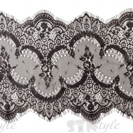 Кружево "Французское", ширина 250 мм, цвет черный, длина 3 метра фото 1