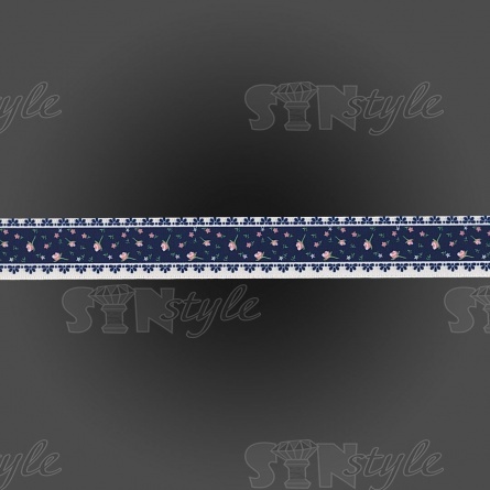 Декоративная атласная лента с цветочным принтом, цвет темно-синий, ширина 25 мм, намотка 20 ярдов фото 2