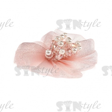 Аппликация с элементами из бисера и страз, цвет розовый, размер 50 мм фото 2