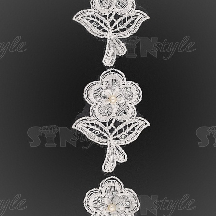 Цветочки из капроновой ленты, цвет белый, ширина 55 мм, намотка 20 ярдов фото 1