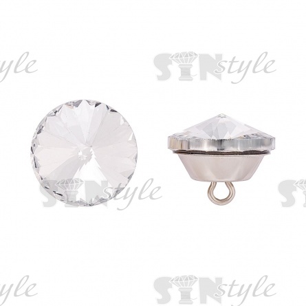 Пуговица стеклянная "кристалл", размер 20L, цвет белый прозрачный фото 1