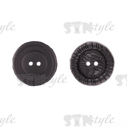 Пуговица пластиковая на два прокола, черная, 28L фото 1