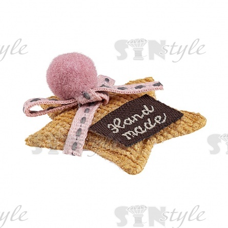 Аппликация 3D "Звездочка", цвет бежевый+грязно-розовый, размер 37х37 мм фото 3